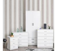 (White) 3 Piece Wooden Chest Cabinet Bedside Table Clothes