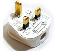 White 3 Pin UK Mains Plugs 13A 240V BSI Approved Fuse Fused Power Wall
