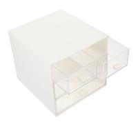 White 3 Tier Drawer Style Desktop Storage Box with Four Grids | Abs PC Build, Easy Open Close Action, Good Seal Design, for Lip Gloss and Nail Polish Storage