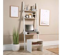 Ladder Shelf Desk and Storage Stool Set Home Source White One Size