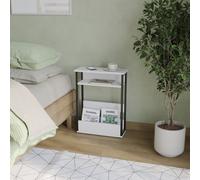 Urbn-Living Urbnliving 63Cm Height White 3 Tier Slim Coffee Side Table Newspaper Magazine Shelf Rack Bedside Sofa End Desk