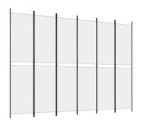 Room Divider 6-Panel White Fabric & Iron 150x180cm Foldable Privacy Screen Light