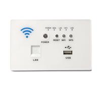(White) 300Mbps 118-Type Wall Embedded Router Wireless AP Panel Router WPS WiFi Repeater Extender 1500mA USB Charge Socket