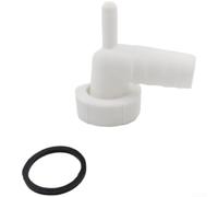 White 30mm Threaded Washing Machine Hose Connector Kit, Plastic Drain Adapter with Sealing Washer and Nut Cap for Standard Dryer and Washer Hoses