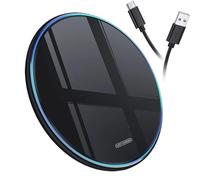 (White, 30W) 30W Fast Wireless Charger with USB Cable for Apple iPhone & Samsung - Compact Design, LED Indicator, Portable Charging Pad