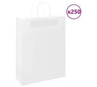 (white, 32 x 12 x 42 cm) vidaXL Paper Bags 250 pcs with Handles Brown 21x11x36 cm Paper Grocery Bag
