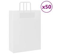 vidaxl kraft paper bags with handles - white 50 pcs - reusable gift/shopping/multipurpose bags 32x12x42 cm