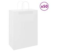vidaxl kraft paper bags 50 pcs - recyclable eco packaging - white with handles 32x17x44 cm - suitable as gift, party, shopping, waste bags