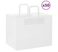 vidaXL Kraft Paper Bags with Handles 50 pcs - White 32x22x24 cm - Recyclable, Customizable, Versatile Gift/Party/Tote/Tote Bag