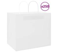 vidaXL Kraft Paper Bags 250 pcs - White Sustainable Bags with Handles, 100g/sqm - 32x22x28 cm, Versatile for Gifts/Shopping/Parties