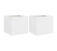 (white, 32 x 30 x 29 cm/ 2 pcs) vidaXL Planter Raised Garden Bed Plant Pot Flower Pot Grey Weathering Steel