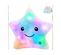 (White) 34 cm LED Luminous Light Up Pillow Smile Star Glow Plush Waist Cushion