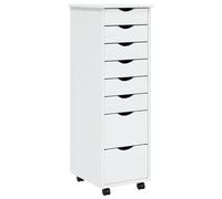 Vidaxl Rolling Cabinet With Drawers Moss White Solid Wood Pine