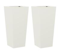 (white, 35 x 35 x 75 cm/ 2 pcs) vidaXL Garden Planters Outdoor Flower Pot Patio Raised Bed Planter Box Steel