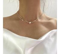 (white, 39cm) Natural Freshwater Pearl Necklace For Women 925 Sterling Silver Chain Fashion Jewelry Gift