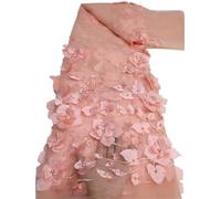 White 3D Beads Lace Fabric Mesh Embroidery Applique 3D Flower Tulle Lace Fabrics for Bridal(Color 4,2 Yards_120CM)