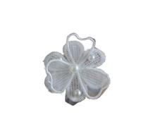 White 3D Flowers Beads Embroidery Lace Applique Trim Ribbon Collar Neckline Dress Clothes, Decorated Sewing Supplies, 4Pcs(Color9)