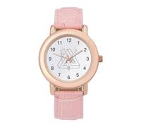 White 3D Triangular Deer Head Womens Elegant Watch Analogue Quartz Watch Leather Band Wristwatch