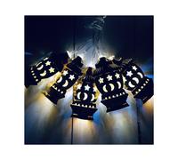 (White, 3m-20LEDS) Ramadan Eid Mubarak Lantern Led Fairy String Light Moon Star Muslim Decor Islam