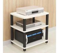 White 3Tier Media Stand Stereo Cabinet with Metal Frame ShockAbsorbing Feet Entertainment Audio Rack Component Storage Tower for Home Theater & Living Room