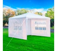(White) 3X3M Event Gazebo 4 Side Panels Outdoor Waterproof Garden Party Tent Marquee Canopy Shelter Coated Steel Frame