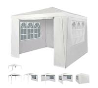 (White) 3x3m Joint Gazebo with 4 Side Panels and Clip Party Tent Marquee