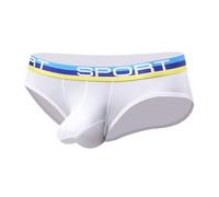 (white, 3XL) Men Briefs U Convex Stretchy Breathable Underwear Mid Waist Anti-septic Contrast Color Elephant