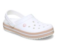 (White, 4 (Adults')) Crocs Crocband Thermoplastic White/Pink Caramel Clogs