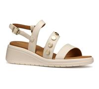 (White, 4 (Adults')) Geox D MELICONIA Synthetic Polyurethane Women's Papyrus Wedges