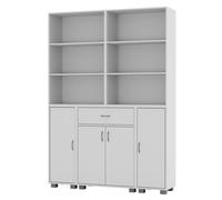 Urbn-Living Urbnliving Height 170Cm 4 Door 6 Shelf White Bookshelf 1 Drawer Storage Cabinet Bookcase Cupboard Display Unit