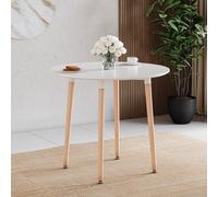 (White, 4 Seater) Batley Round Wooden Dining Table - Kitchen/Home