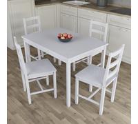 (White, 4 Seater) Yorkshire Home Wooden Dining Table & Chairs Set