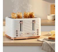 Homcom Toaster With 4 Slot, 7 Browning Levels, 1600W, White Ripple