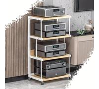 White 4-Tier AV Cabinet & Media Storage Rack - Portable Corner Shelf for Amplifiers & Record Players - Perfect for Home Theater Living Room & Entertainment Setup (100cm)