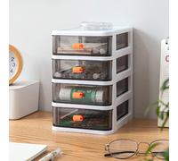 (White) 4-Tier Drawers Stationery Cosmetic Storage Box