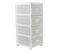 Urbn-Living Urbnliving 87.5Cm Height 4 Tier Shelf Plastic Storage Drawers Home Office Organiser Large Tower Rack Unit, White