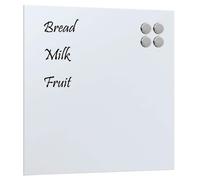 vidaXL Wall-Mounted Magnetic Board - 40x40 cm Tempered Glass Notice Board - White Dry-Erase Board for Home, Office, School Use