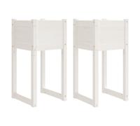 vidaXL Planters 2 pcs White 40x40x81 cm Solid Wood Pine, White