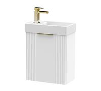 Balterley White 400mm Wall Hung Vanity Unit with Brushed Brass Handle Balterley White