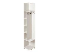 White 40X40X180Cm Tall Slim Corner Multi Shelves Storage Bookcase