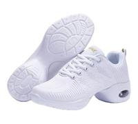 White,41,Dance Sneakers for Women,White/Black Lace Up Split Sole Jazz Dance Practice Shoes