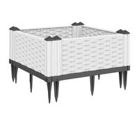 (white, 42,5 x 42,5 x 28,5 cm) vidaXL Garden Planter with Pegs Raised Bed Outdoor Flower Pot Planter Pot PP