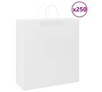 (white, 45 x 17 x 48 cm) vidaXL Paper Bags 250 pcs with Handles Brown 21x11x36 cm Paper Grocery Bag