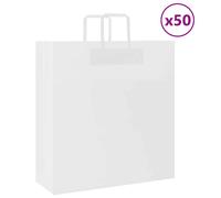 vidaxl white kraft paper bags 50 pcs - 45x17x48cm - versatile shopping/gift/party bags with sturdy handles, durable recyclable material