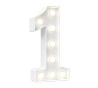 White 4FT Marquee Light Up Number Lights, 0-9 For Birthday Party Large Mosaic Frame Cardboard Pre-Cut Foam Board Sign Diy Decorations Anniversary(Number1,120cm/4ft)