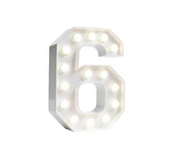 White 4FT Marquee Light Up Number Lights, 0-9 For Birthday Party Large Mosaic Frame Cardboard Pre-Cut Foam Board Sign Diy Decorations Anniversary(Number 6,120cm/4ft)