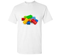 (White, 4XL) Colourful Lego Building Blocks Brick Fun Toys Men T Shirt Tee Top