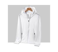 (WHITE, 4XL) Plus Size Summer Coat Men Hooded Quick-Drying Upf 50 Breathable Windbreaker Summer Sun Protection Jackets Big Size Men Clothing
