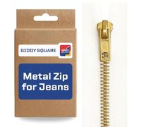 White 5" / 12.5cm Jeans Zip - Metal Tooth Replacement for Denim | Brass teeth, polyester tape, ideal for trousers, purses, bags, pouches & jackets, easy to sew, smooth slider