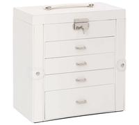 (white, 5-layer) vidaXL Jewellery Box 5-Layer with Mirror Lockable White jewelry organiser